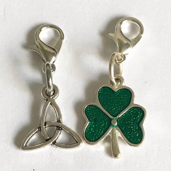 Celtic Irish Charms Clip On Lot Knot Shamrock Purse Zipper Pulls Silver Tone - Picture 5 of 9